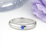 Sleek Polished Round‑Cut Sapphire Solitaire Stackable Wedding Ring - Additional view