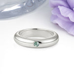 Sleek Polished Round‑Cut Moss Agate Solitaire Stackable Wedding Ring - Additional view