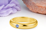 Sleek Polished Round‑Cut Sapphire Solitaire Stackable Wedding Ring - Additional view