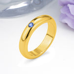 Sleek Polished Round‑Cut Sapphire Solitaire Stackable Wedding Ring - Additional view