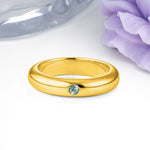 Sleek Polished Round‑Cut Moss Agate Solitaire Stackable Wedding Ring - Additional view