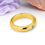 Sleek Polished Round‑Cut Moss Agate Solitaire Stackable Wedding Ring - Additional view