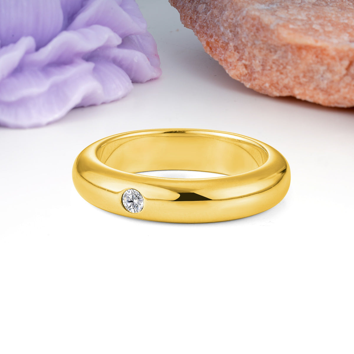 Sleek Polished Round‑Cut Lab Diamond Solitaire Stackable Wedding Ring - Additional view