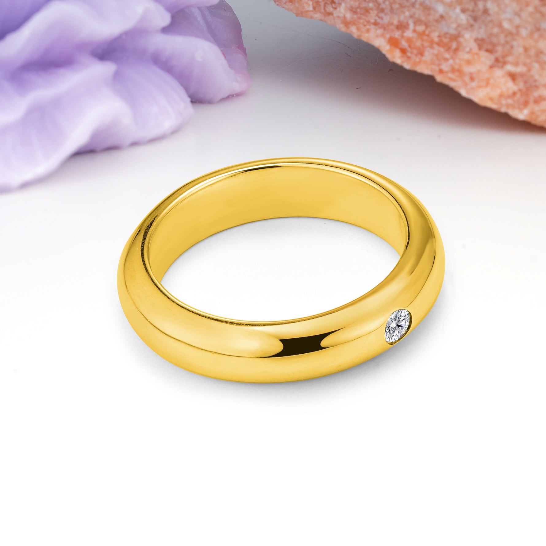 Sleek Polished Round‑Cut Lab Diamond Solitaire Stackable Wedding Ring - Additional view