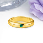 Sleek Polished Round‑Cut Emerald Solitaire Stackable Wedding Ring - Additional view