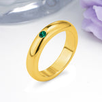 Sleek Polished Round‑Cut Emerald Solitaire Stackable Wedding Ring - Additional view