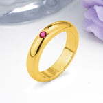 Sleek Polished Round‑Cut Ruby Solitaire Stackable Wedding Ring - Additional view