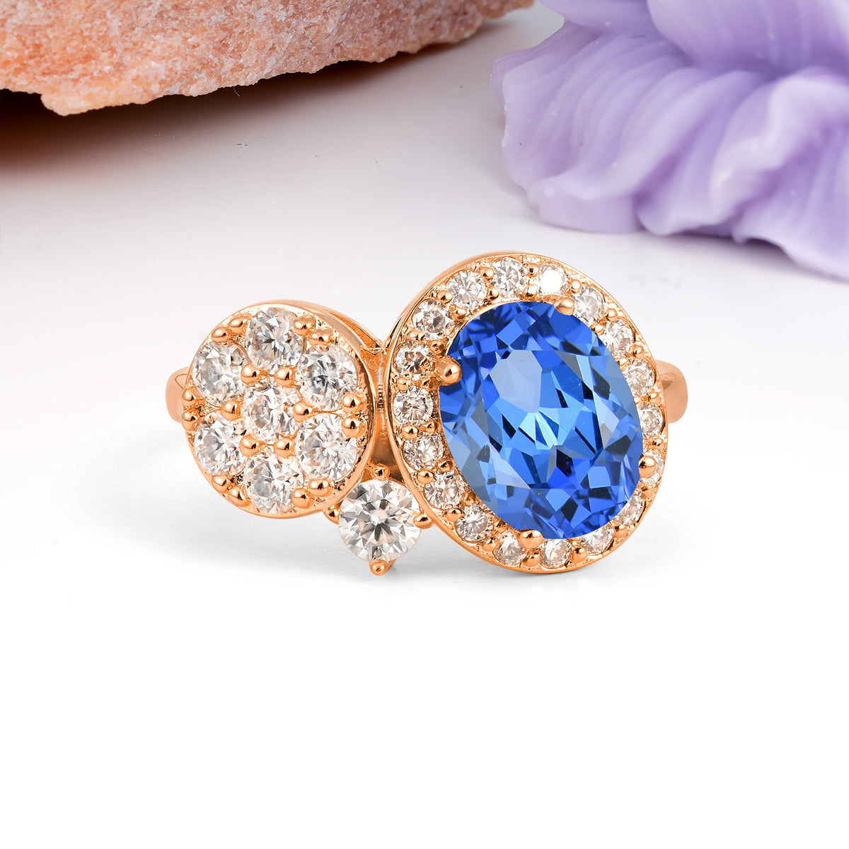 Unique 4-Prong Oval Cut Sapphire Engagement Ring - Additional view