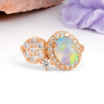 Unique 4-Prong Oval Cut Fire Opal Engagement Ring - Additional view