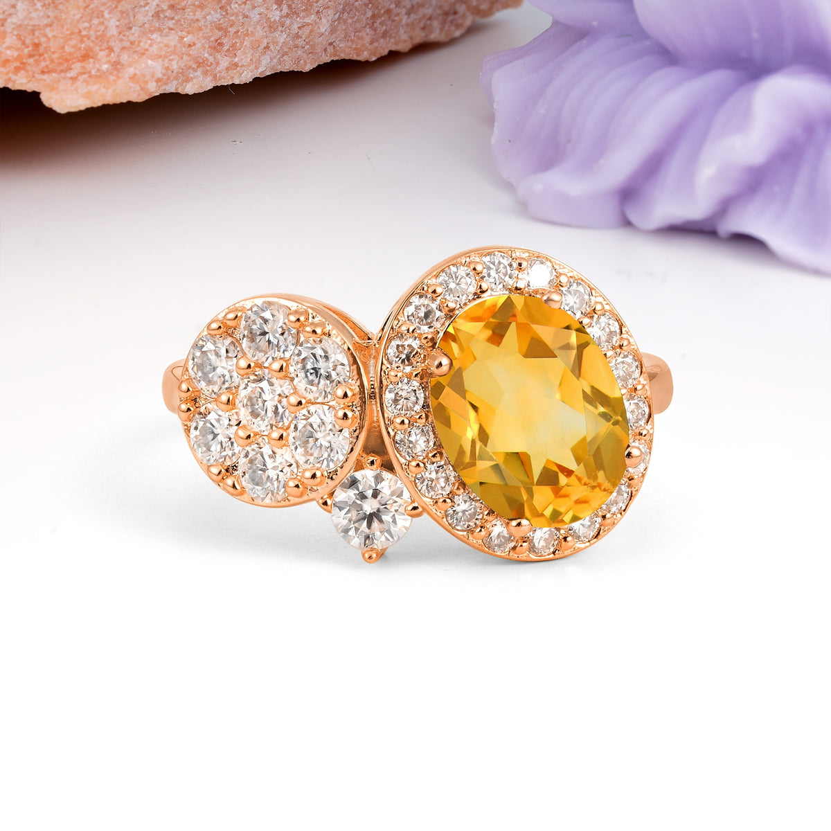 Unique 4-Prong Oval Cut Citrine Engagement Ring - Additional view