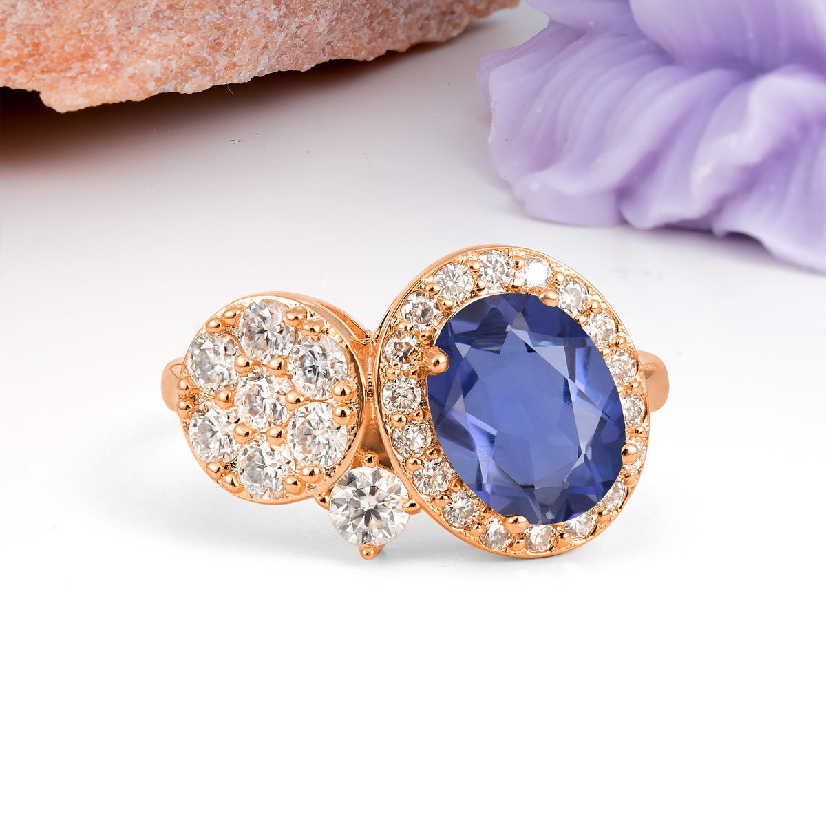 Unique 4-Prong Oval Cut Tanzanite Engagement Ring - Additional view