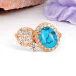 Unique 4-Prong Oval Cut Turquoise Engagement Ring - Additional view