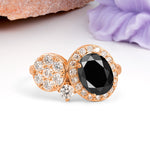 Unique 4-Prong Oval Cut Black Onyx Engagement Ring - Additional view