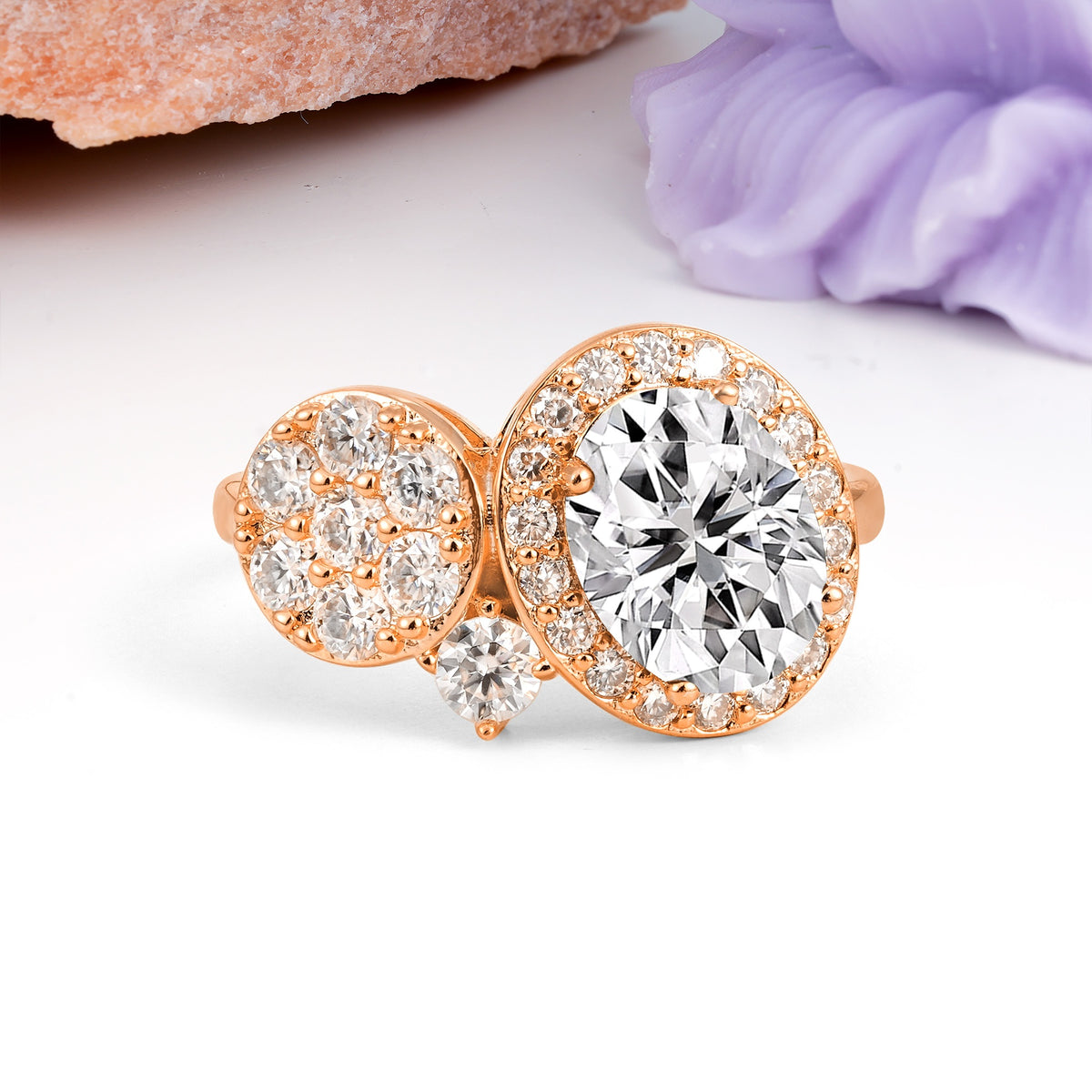 Unique 4-Prong Oval Cut Lab Diamond Engagement Ring - Additional view