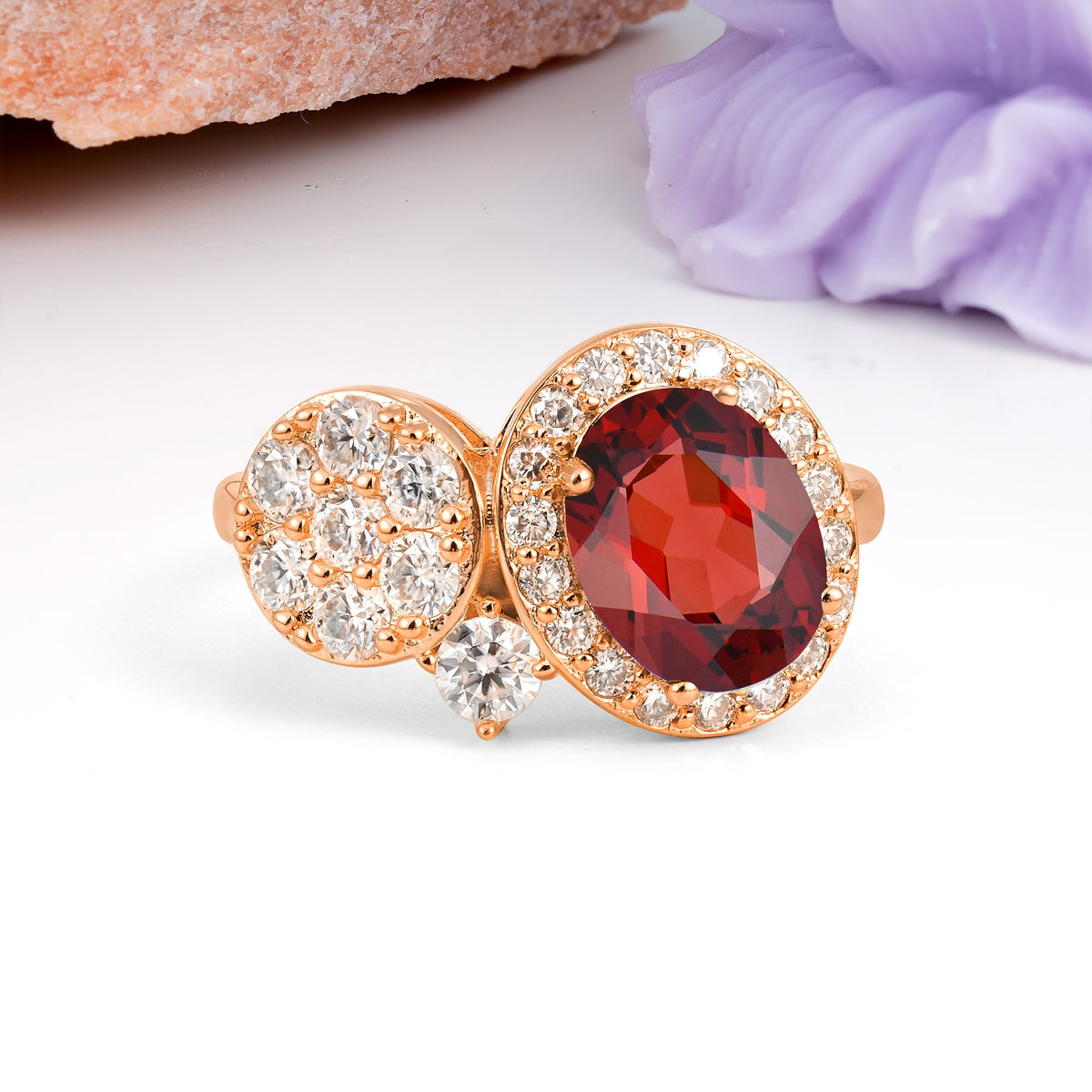 Unique 4-Prong Oval Cut Garnet Engagement Ring - Additional view