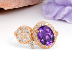 Unique 4-Prong Oval Cut Amethyst Engagement Ring - Additional view