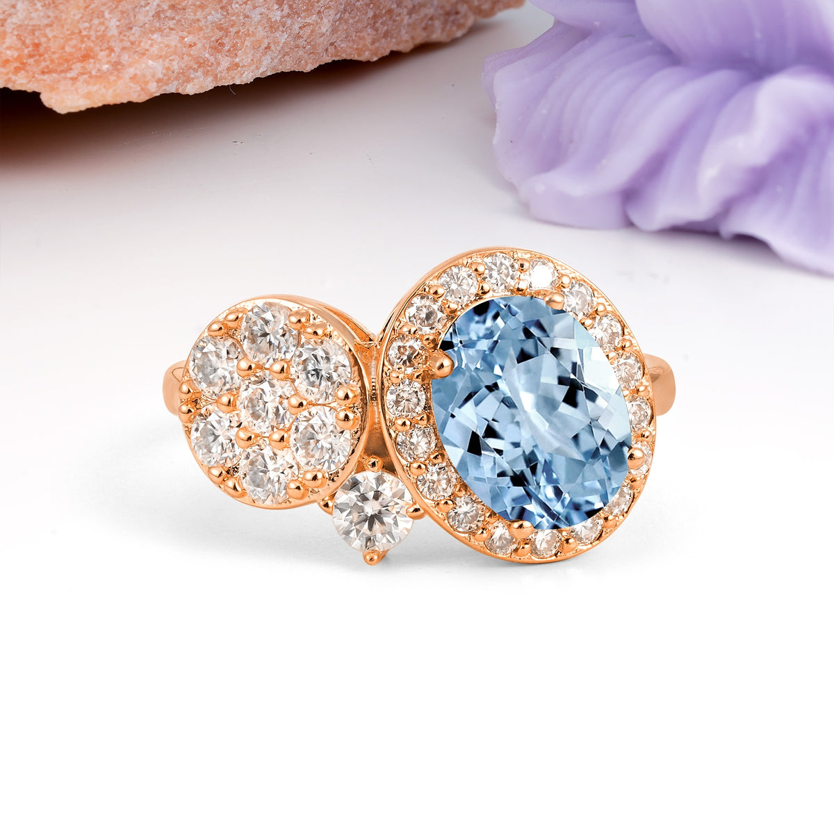 Unique 4-Prong Oval Cut Aquamarine Engagement Ring - Additional view