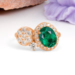 Unique 4-Prong Oval Cut Emerald Engagement Ring - Additional view