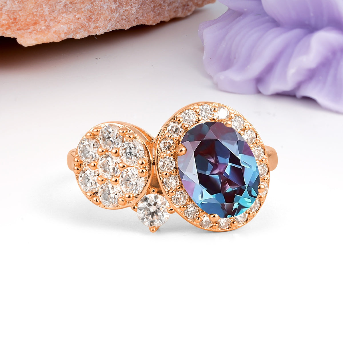 Unique 4-Prong Oval Cut Alexandrite Engagement Ring - Additional view