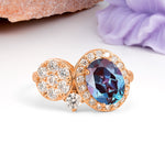 Unique 4-Prong Oval Cut Alexandrite Engagement Ring - Additional view