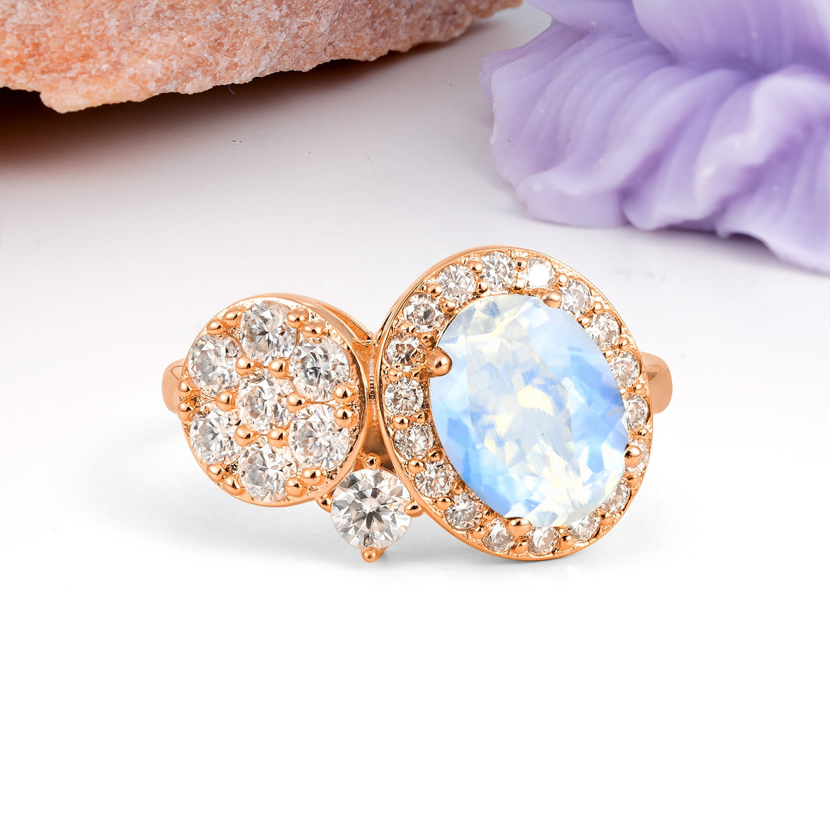 Unique 4-Prong Oval Cut Moonstone Engagement Ring - Additional view