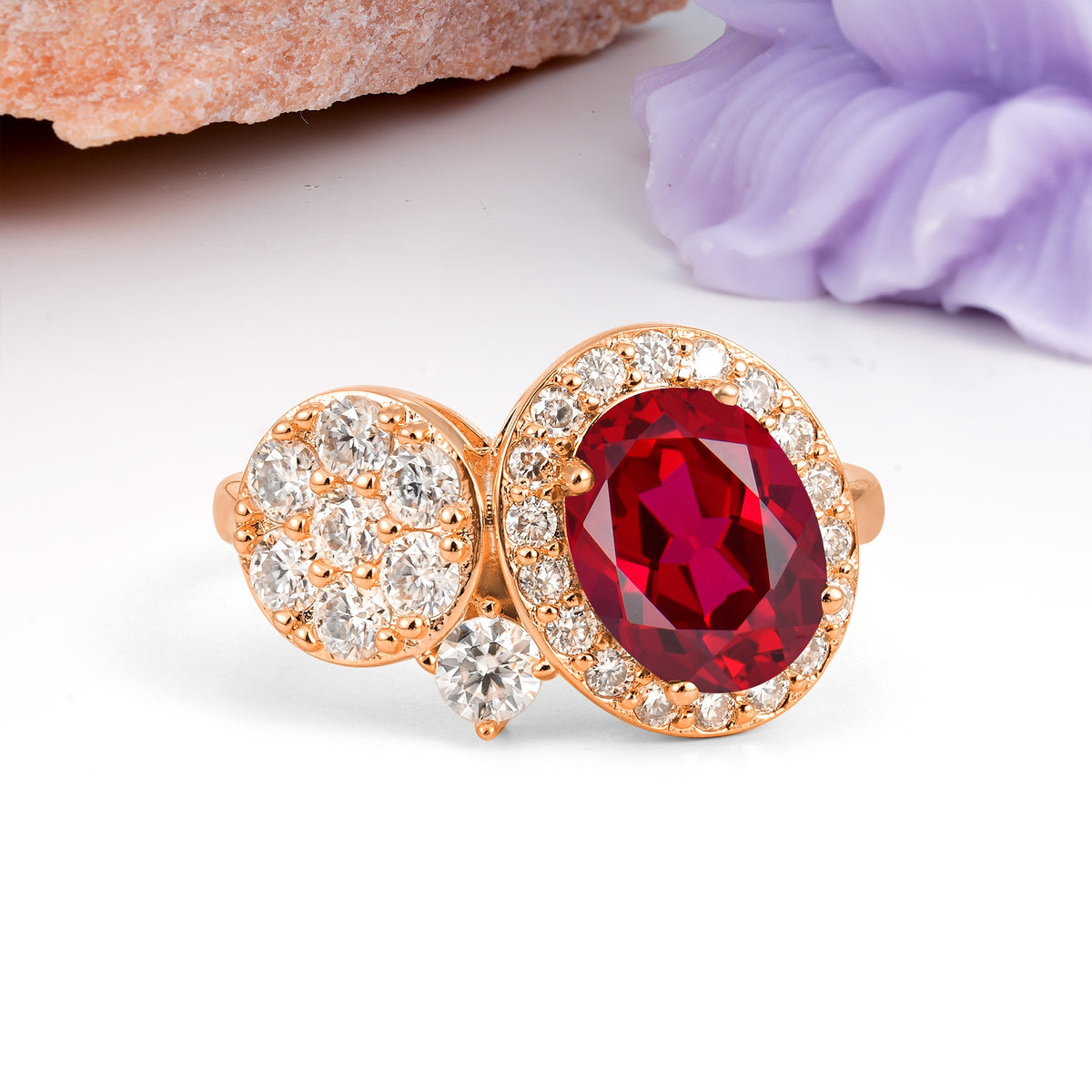 Unique 4-Prong Oval Cut Ruby Engagement Ring - Additional view