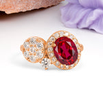 Unique 4-Prong Oval Cut Ruby Engagement Ring - Additional view