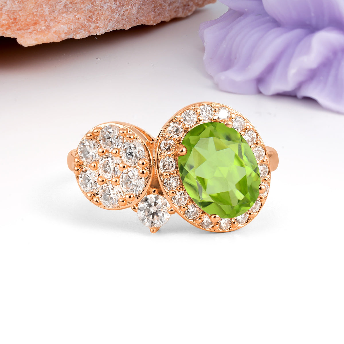 Unique 4-Prong Oval Cut Peridot Engagement Ring - Additional view