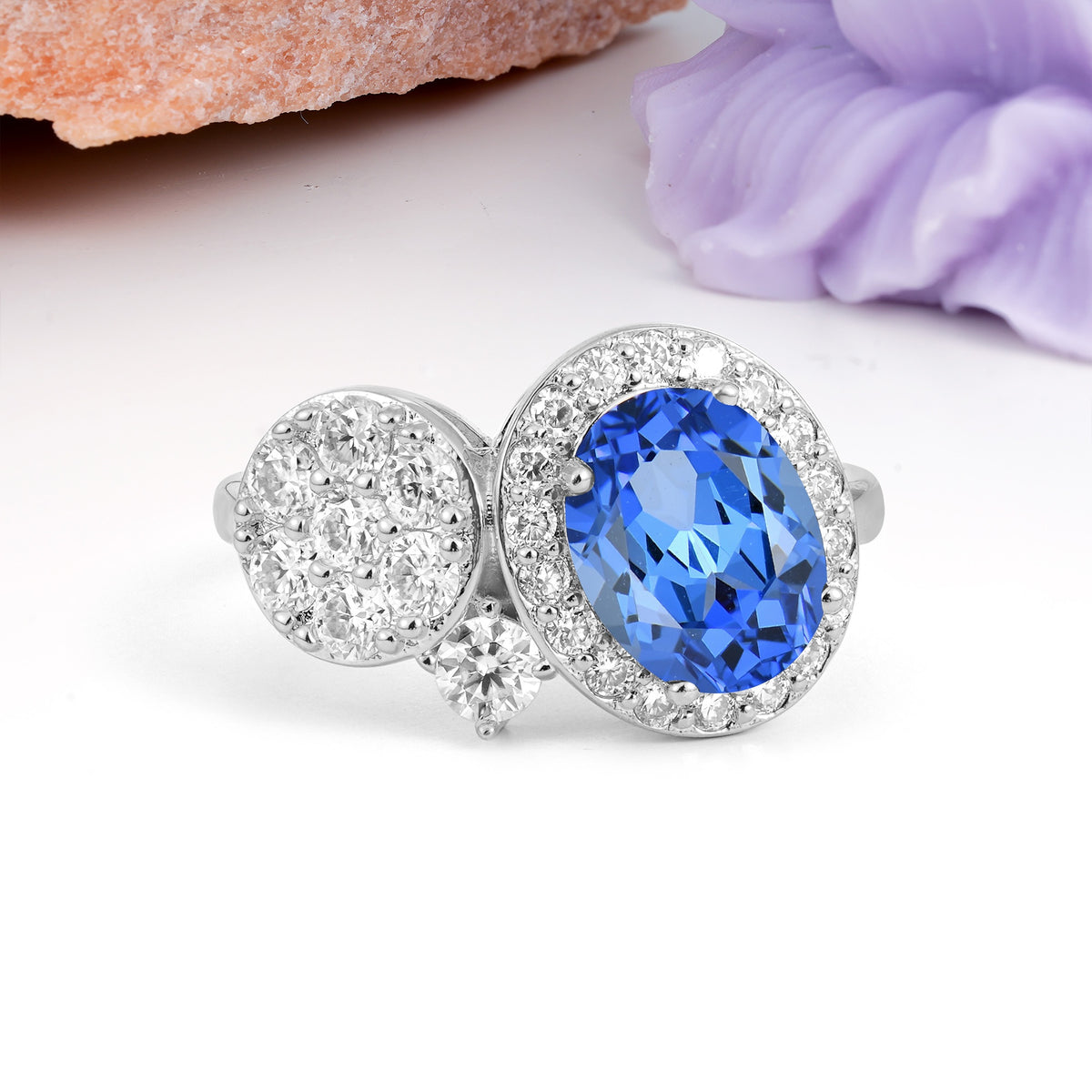 Unique 4-Prong Oval Cut Sapphire Engagement Ring - Additional view