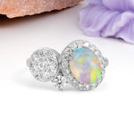Unique 4-Prong Oval Cut Fire Opal Engagement Ring - Additional view