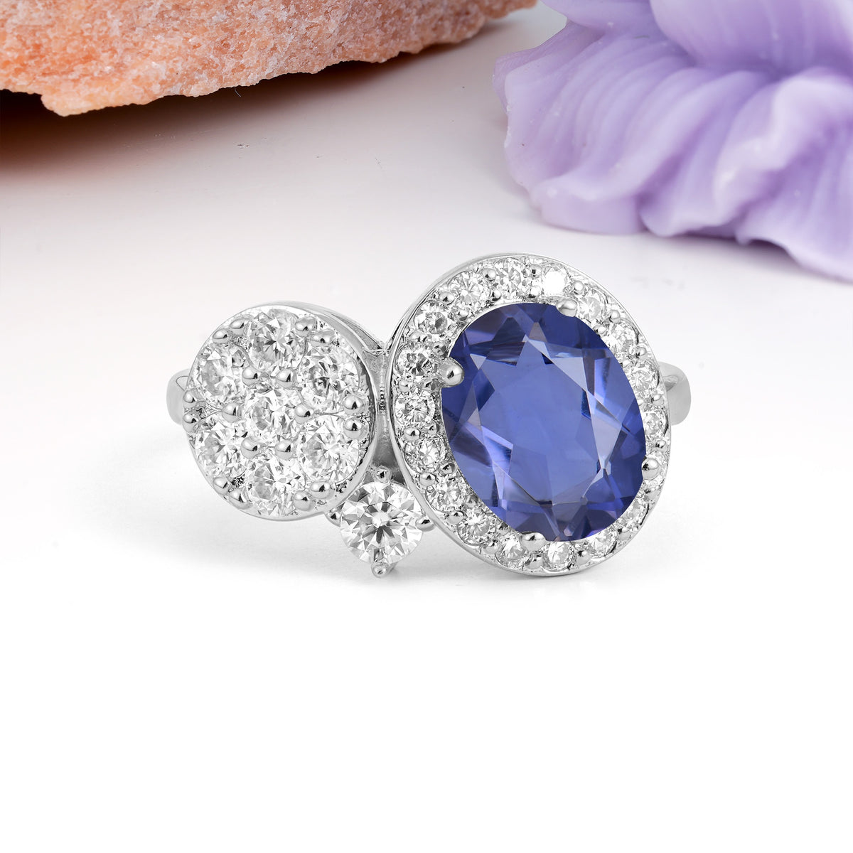 Unique 4-Prong Oval Cut Tanzanite Engagement Ring - Additional view