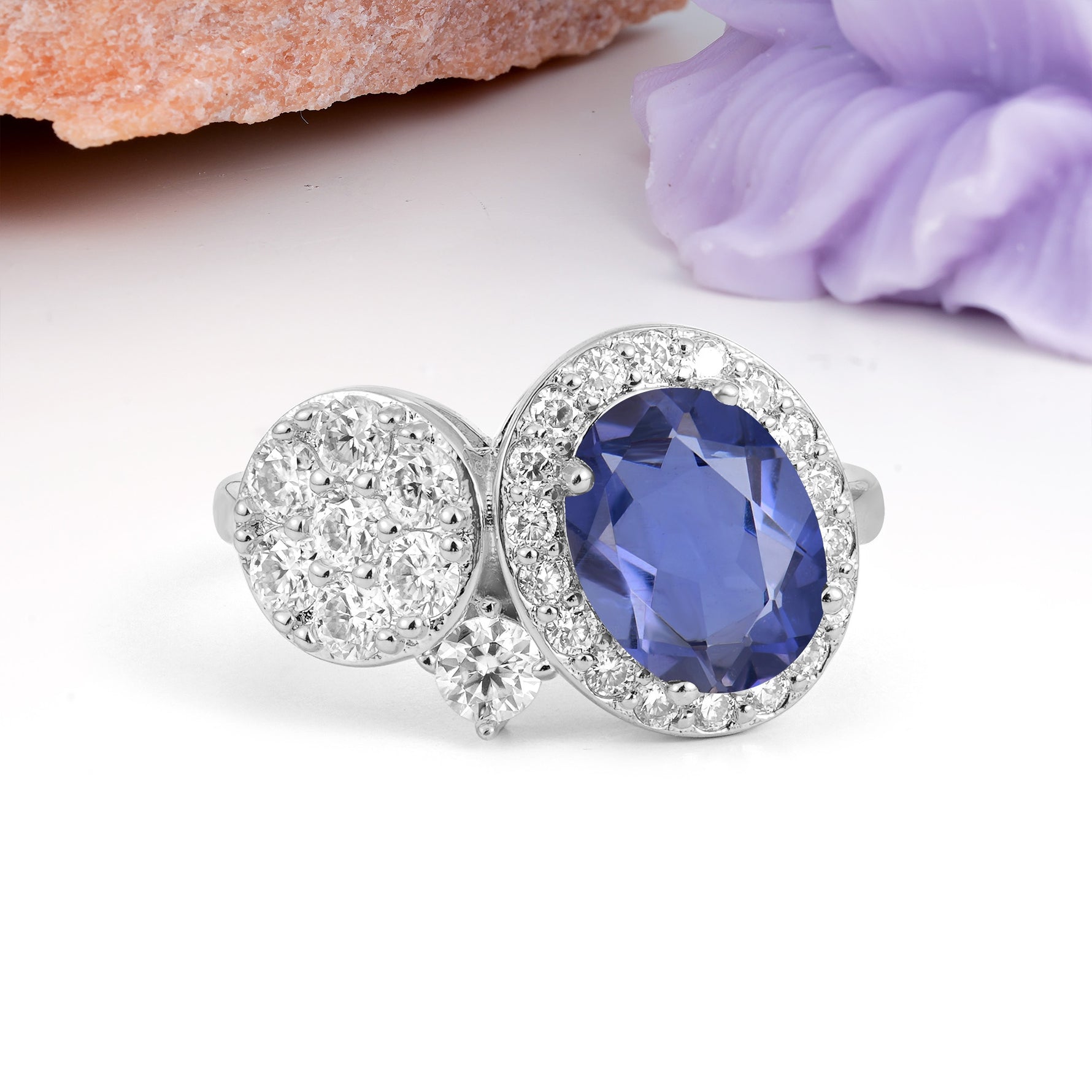 Unique 4-Prong Oval Cut Tanzanite Engagement Ring - Additional view