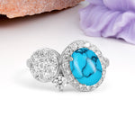 Unique 4-Prong Oval Cut Turquoise Engagement Ring - Additional view