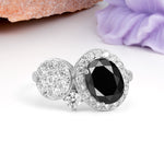 Unique 4-Prong Oval Cut Black Onyx Engagement Ring - Additional view
