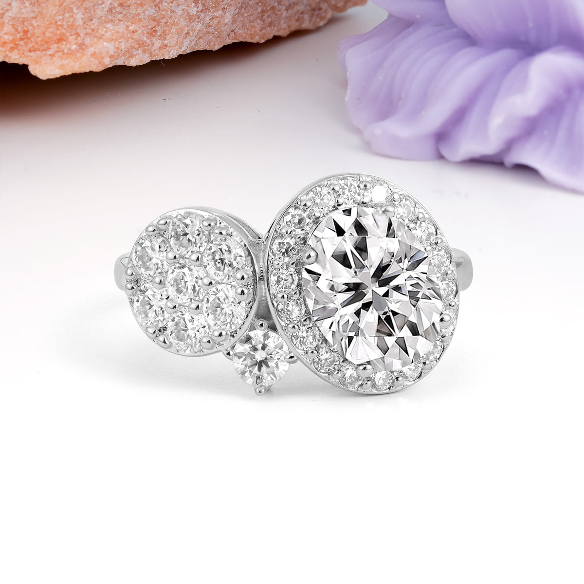 Unique 4-Prong Oval Cut Lab Diamond Engagement Ring - Additional view