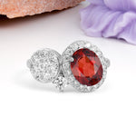 Unique 4-Prong Oval Cut Garnet Engagement Ring - Additional view