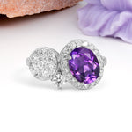 Unique 4-Prong Oval Cut Amethyst Engagement Ring - Additional view