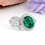 Unique 4-Prong Oval Cut Emerald Engagement Ring - Additional view