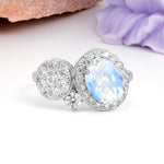 Unique 4-Prong Oval Cut Moonstone Engagement Ring - Additional view