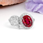 Unique 4-Prong Oval Cut Ruby Engagement Ring - Additional view