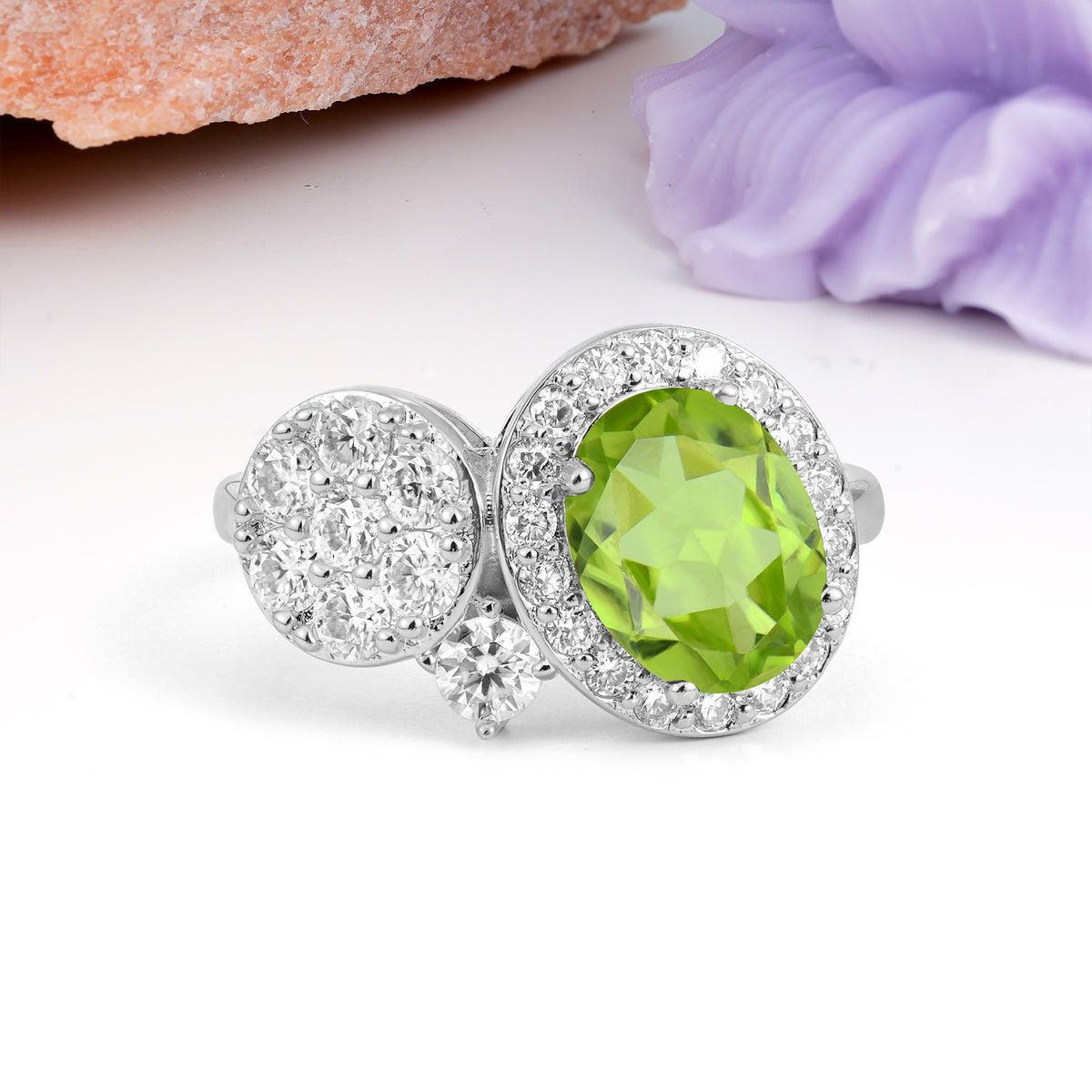 Unique 4-Prong Oval Cut Peridot Engagement Ring - Additional view