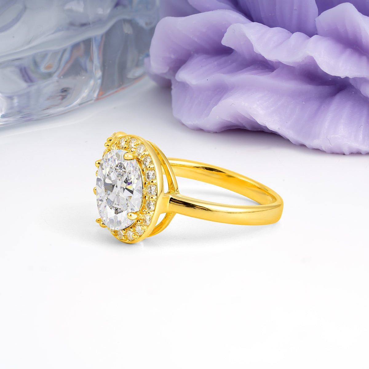 Unique 4-Prong Oval Cut Moissanite Engagement Ring - Additional view