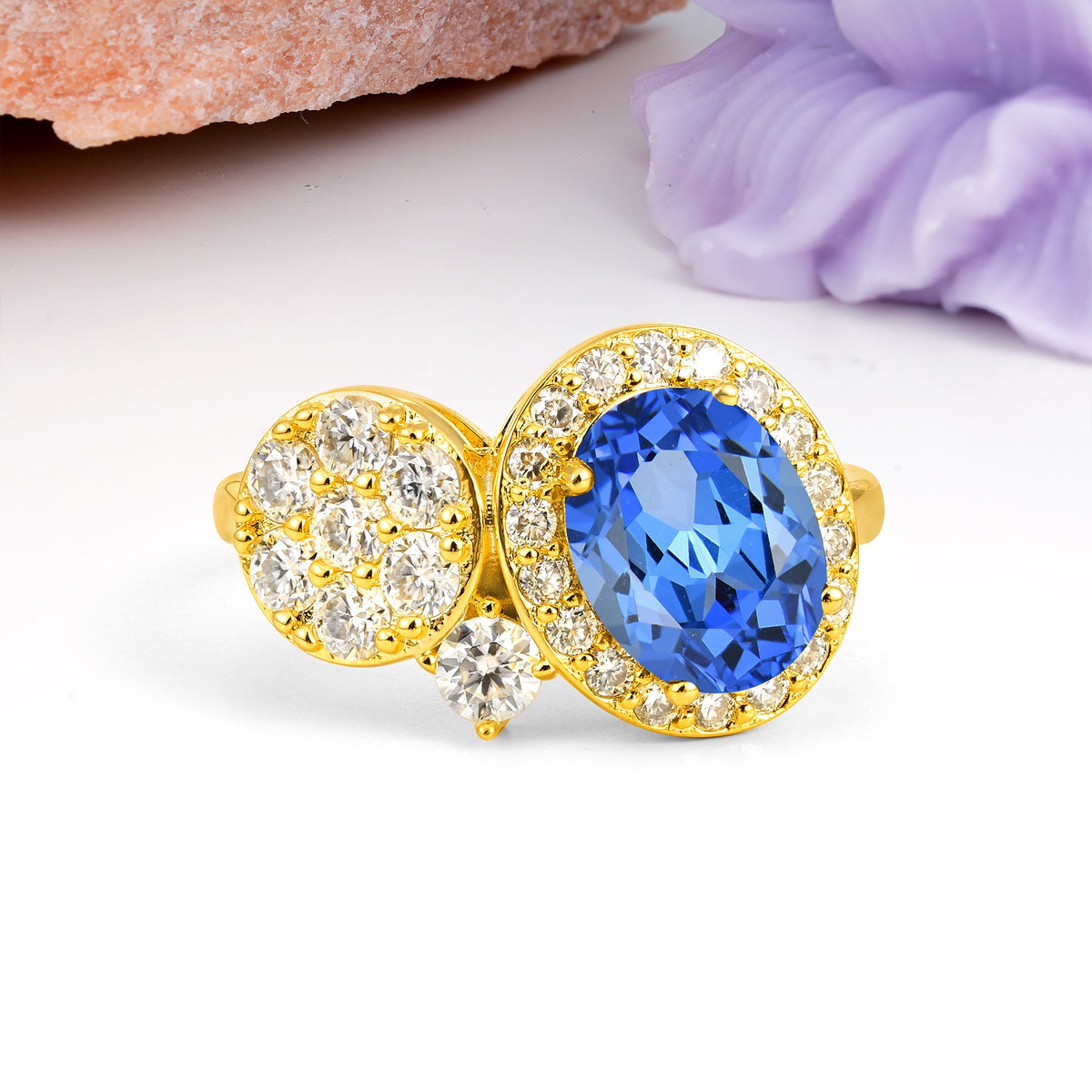 Unique 4-Prong Oval Cut Sapphire Engagement Ring - Additional view