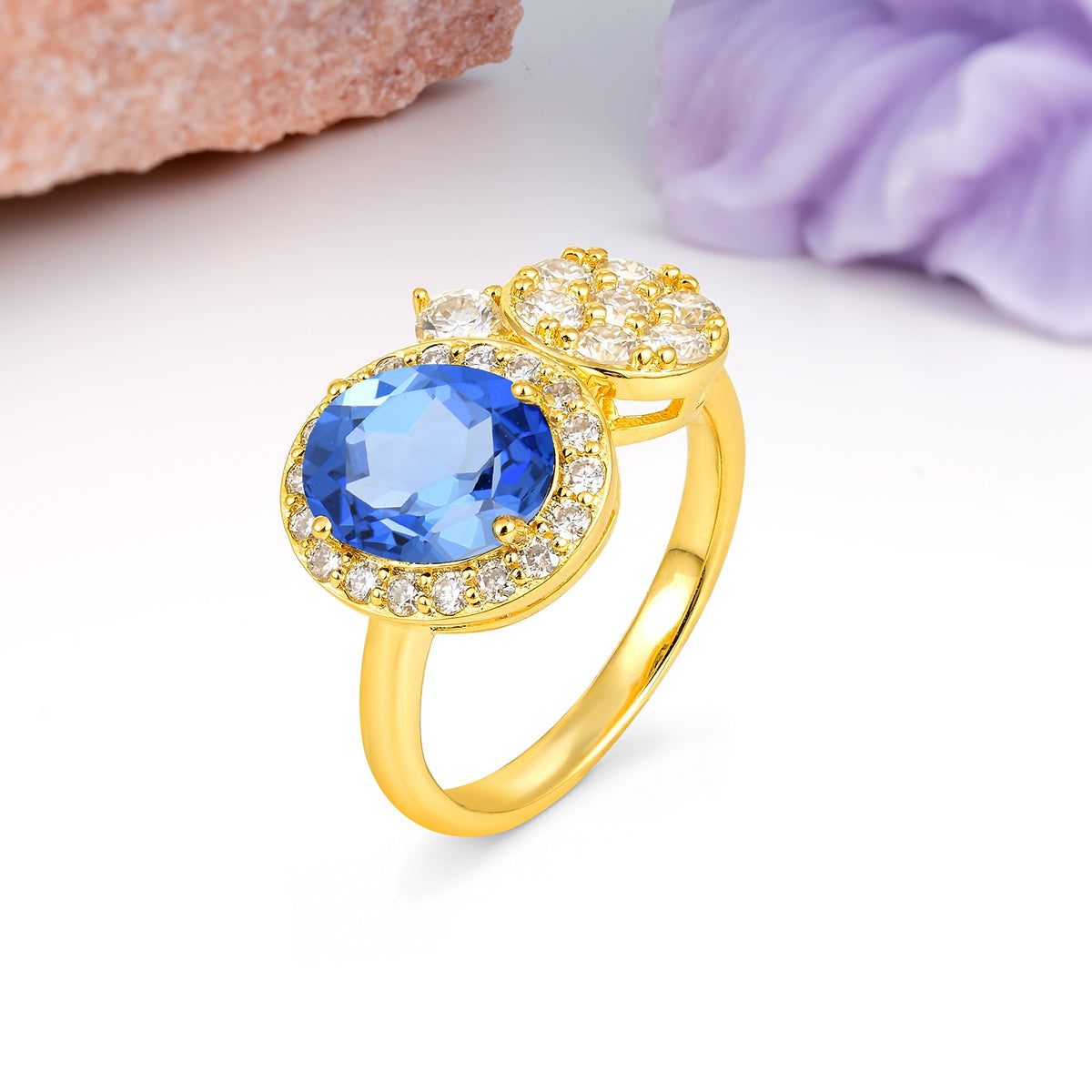 Unique 4-Prong Oval Cut Sapphire Engagement Ring - Additional view