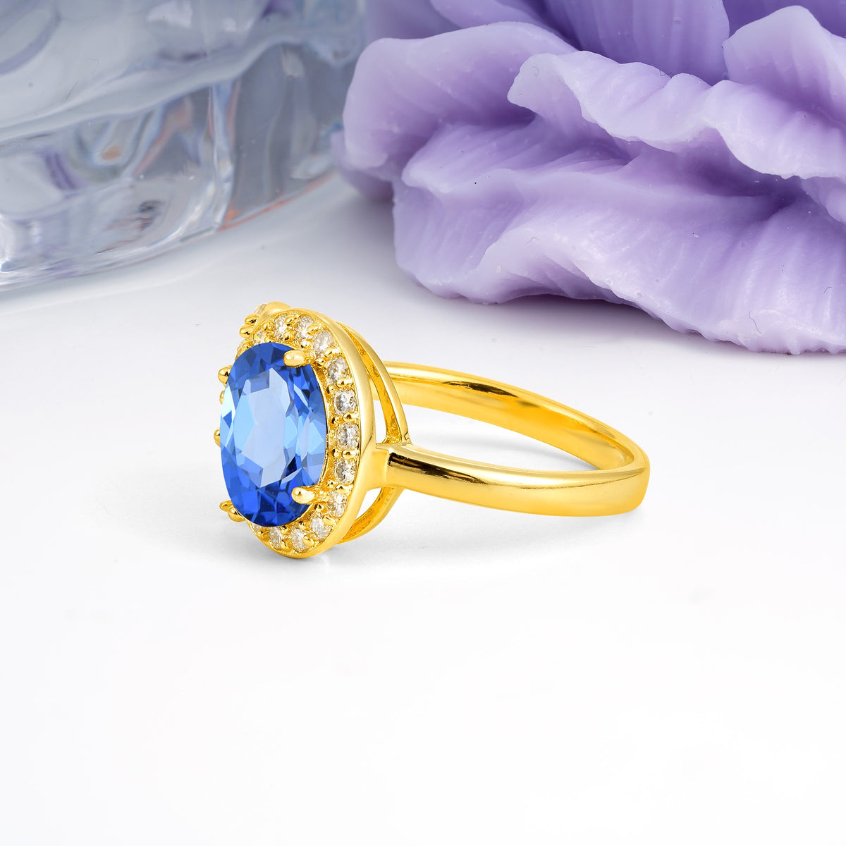 Unique 4-Prong Oval Cut Sapphire Engagement Ring - Additional view