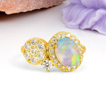 Unique 4-Prong Oval Cut Fire Opal Engagement Ring - Additional view