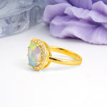 Unique 4-Prong Oval Cut Fire Opal Engagement Ring - Additional view