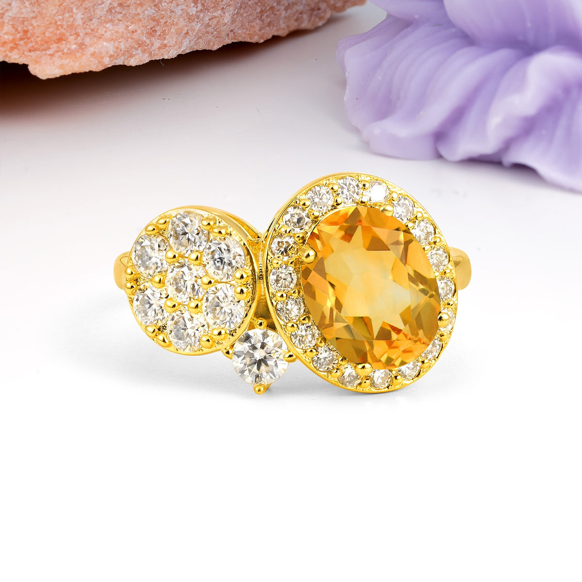 Unique 4-Prong Oval Cut Citrine Engagement Ring - Additional view