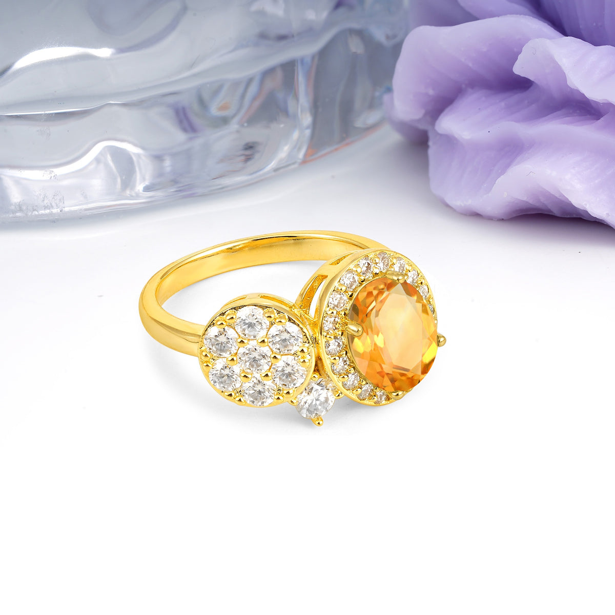 Unique 4-Prong Oval Cut Citrine Engagement Ring - Additional view