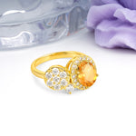 Unique 4-Prong Oval Cut Citrine Engagement Ring - Additional view